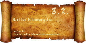 Balla Klemencia névjegykártya